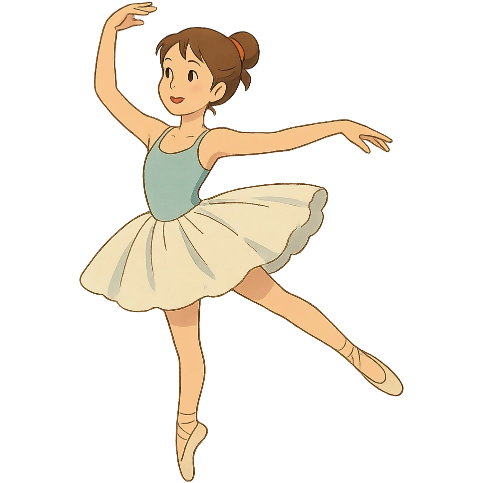 ghibli style ballet dancing girl emoji
