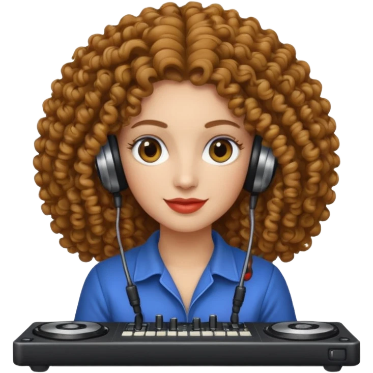 pioneer-woman with curly hair dj-mixer emoji