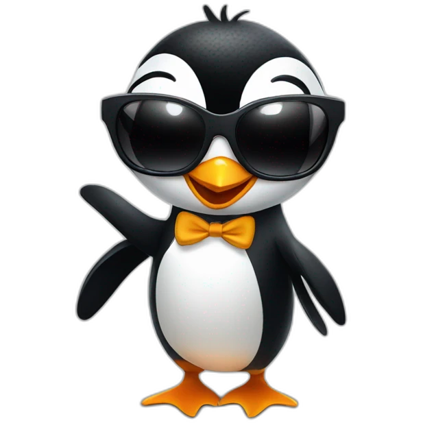 One Penguin wears sun glasses and dances emoji