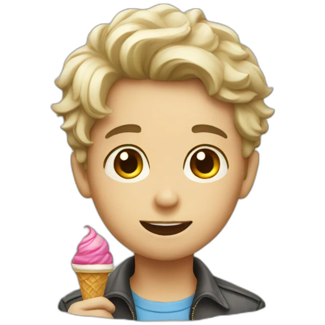 Boy with ice cream emoji