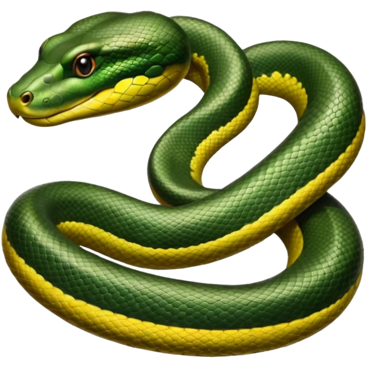 A photo-realistic digital illustration of a Green Anaconda, chest upward, with a broad, flat head, muscular body, and high-set eyes. Its olive-green body is covered with symmetrical, bold black oval spots, and its smooth, glossy scales highlight its large, powerful build. emoji