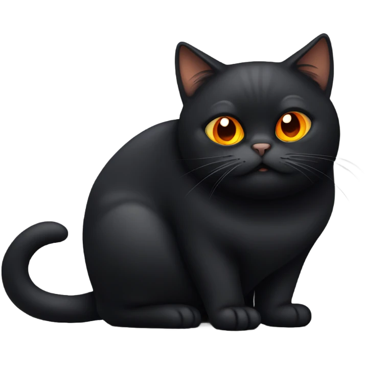 Fat black cat with orange eyes emoji