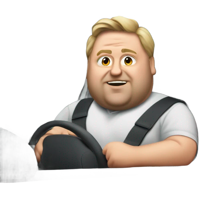 Fat guy driving a seat leon emoji