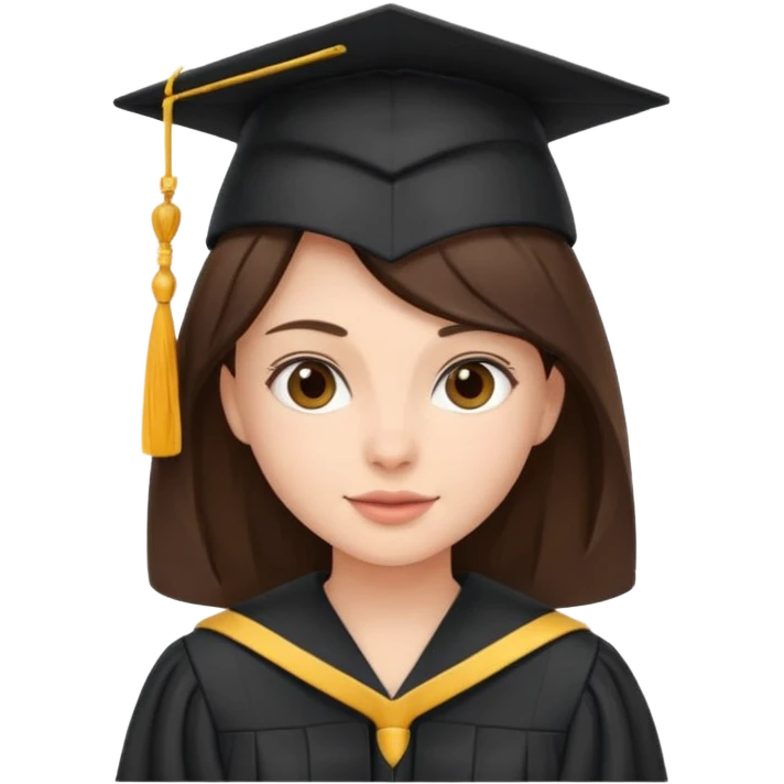 Brunette with graduation emoji