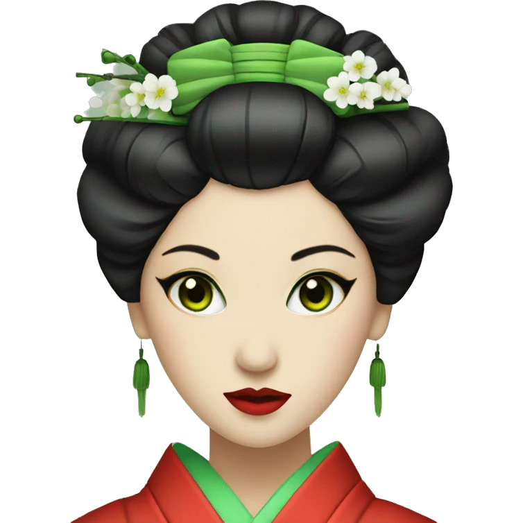 Green eyes geisha emoji