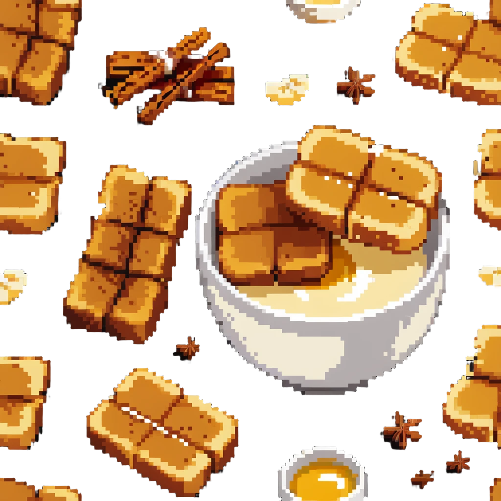torrijas, Spanish sweet dish, fried bread slices soaked in milk and honey with cinnamon emoji