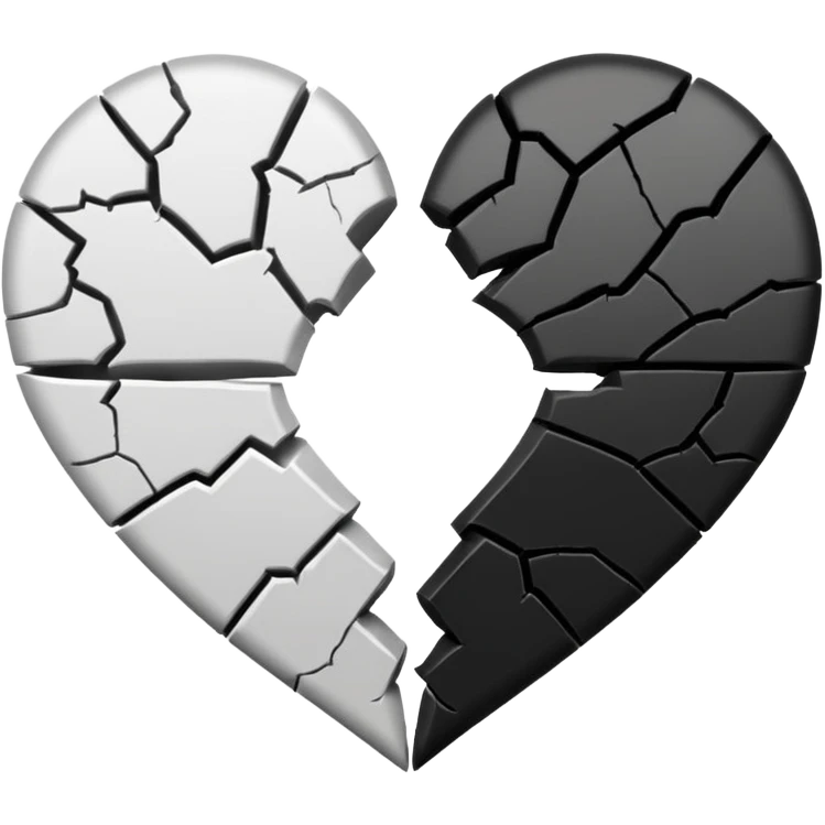 Black and white split  heart emoji