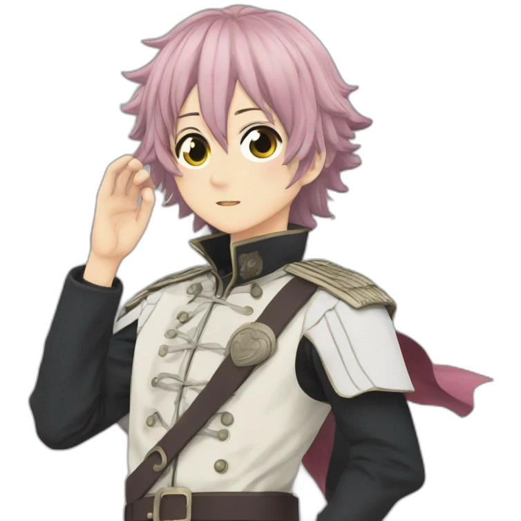 yuno from black clover, black hair, golden dawn uniform emoji