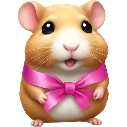 hamster with a pink ribbon emoji