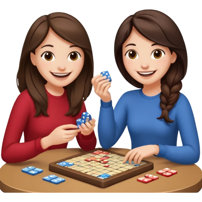 brunette friends playing board game emoji