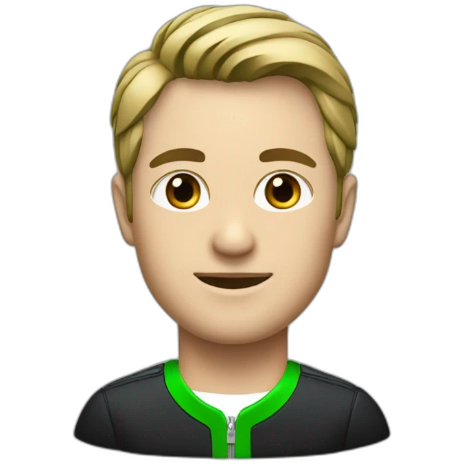 F1 racer, Red Green hemlet, black suit emoji