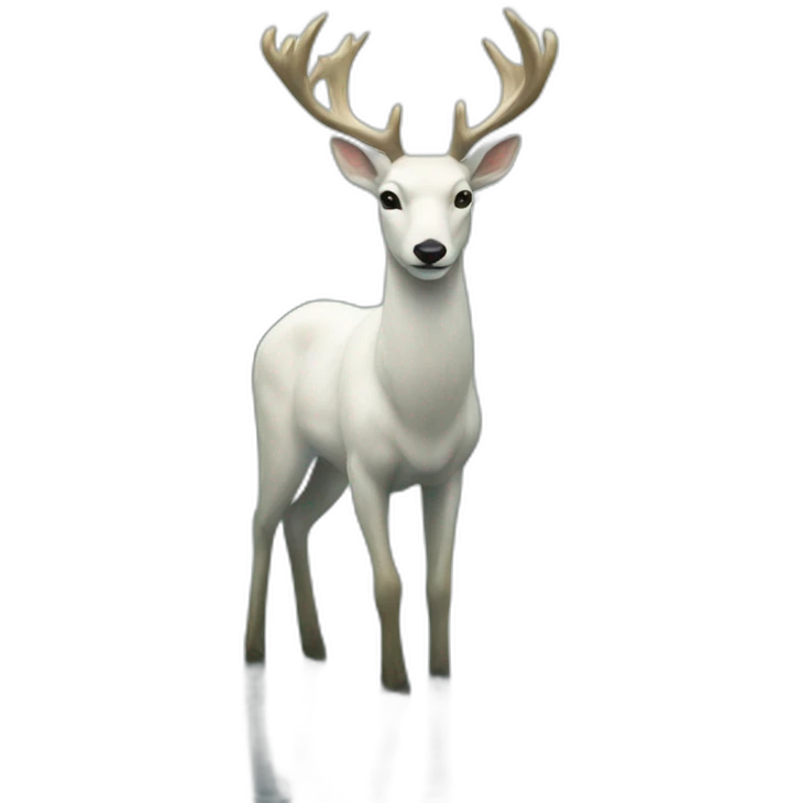 A white deer walking on the river emoji