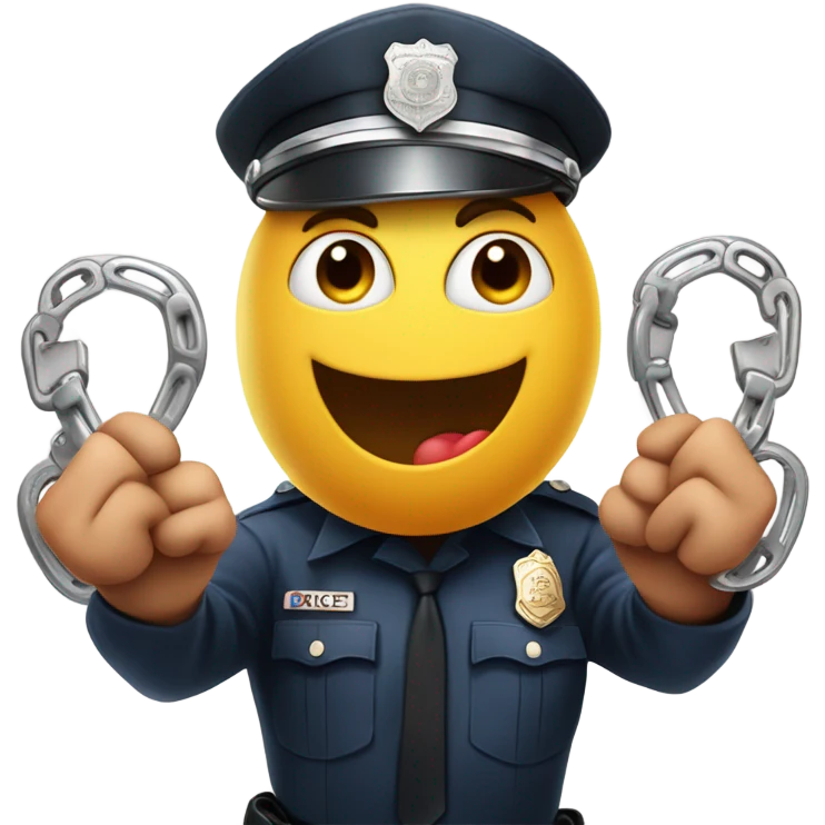 Cartoon Heart getting hand cuffed by police emoji