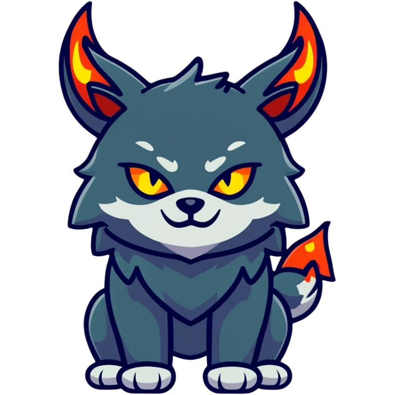 Dark demonic wolf with horns and glowing symbols emoji
