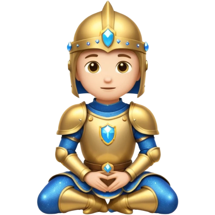 knight kneeling with sparkles, cute and round, emoji style, no text emoji