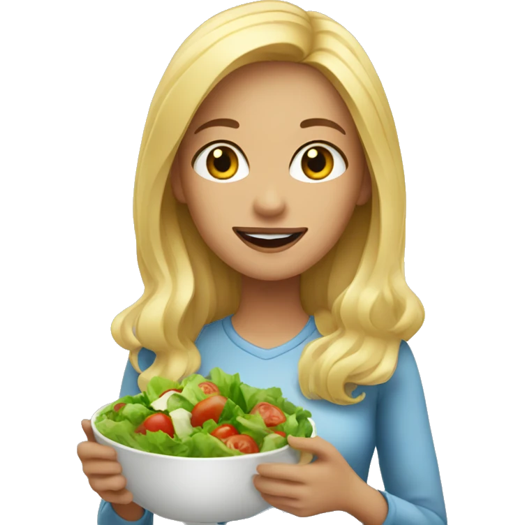 Blonde girl with salad emoji