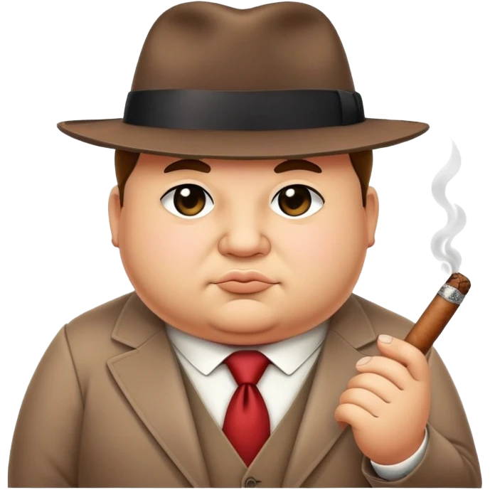 cute chubby mafia boss with fedora hat and tiny cigar emoji
