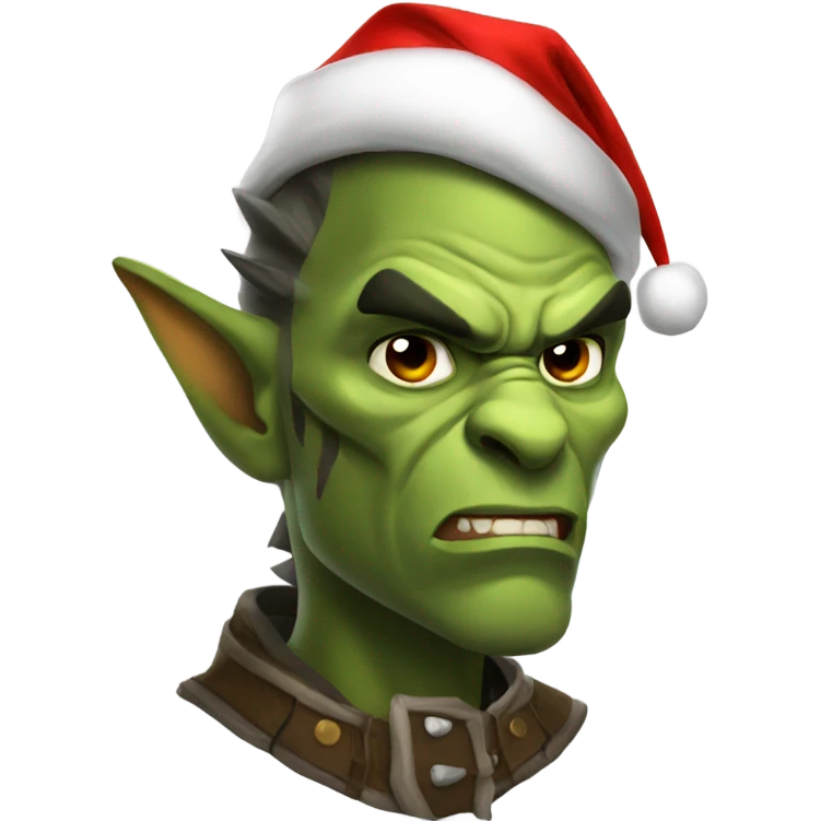 Fierce Orc ranger wearing santa hat emoji