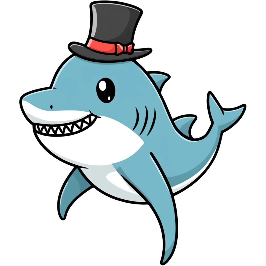 Shark with a top hat emoji