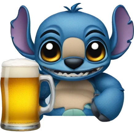 Stitch with a modelo beer emoji