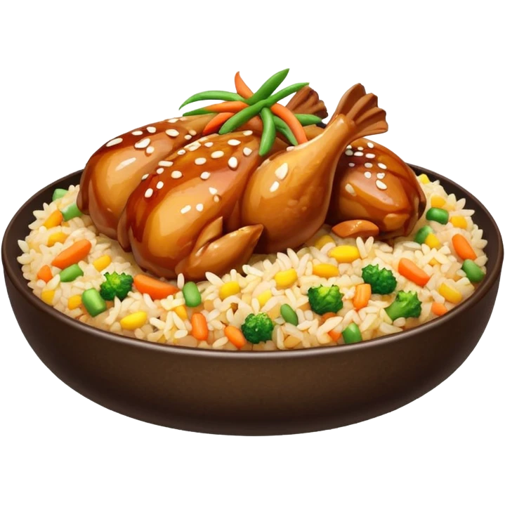 Teriyaki chicken and fried rice emoji