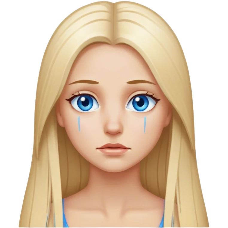 beautiful white girl with long straight blonde hair blue eyes crying  emoji