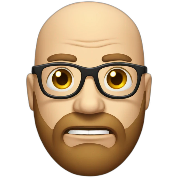 Angry Bald with long beard and glasses emoji