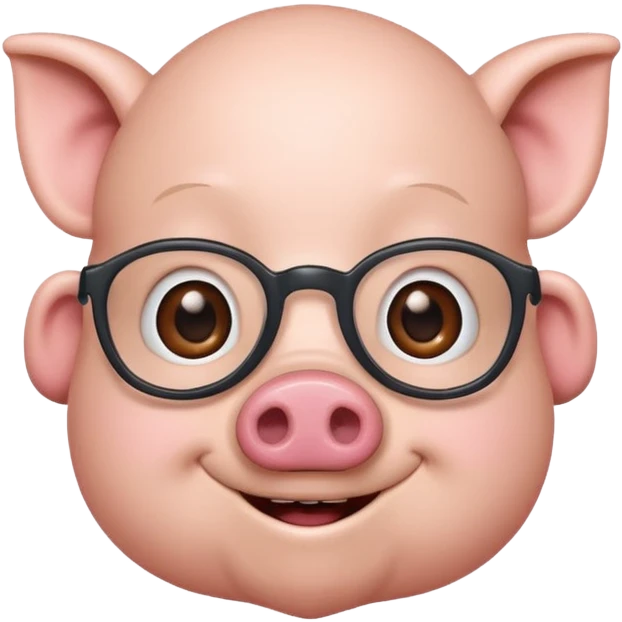 cartoon nerd with a pig nose, smiling emoji