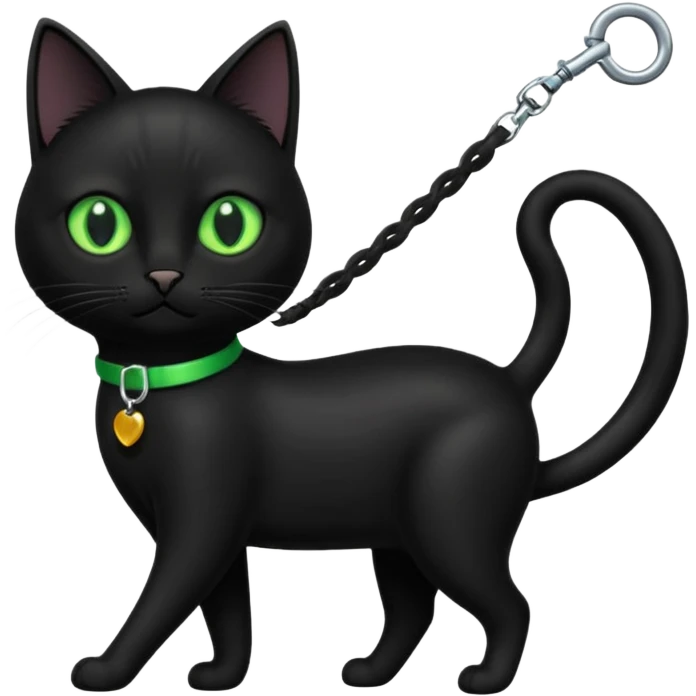black cat walking on a leash emoji