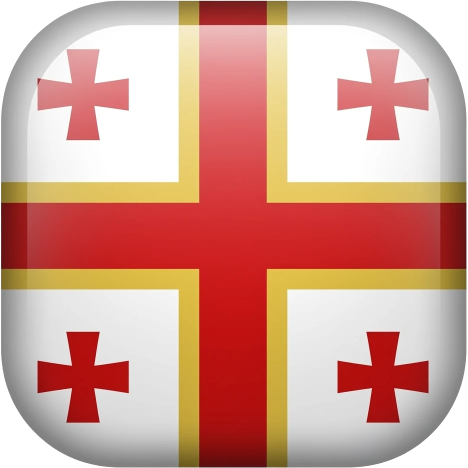 Classic emoji of republic of Georgia's flag but the middle big cross having gold outline but inside the flag in middle cross emoji