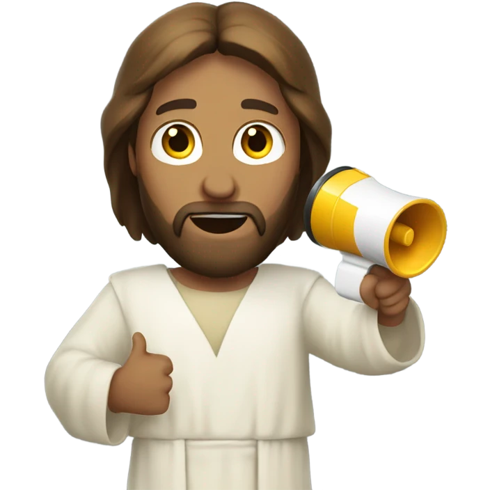 Jesus with a megaphone emoji