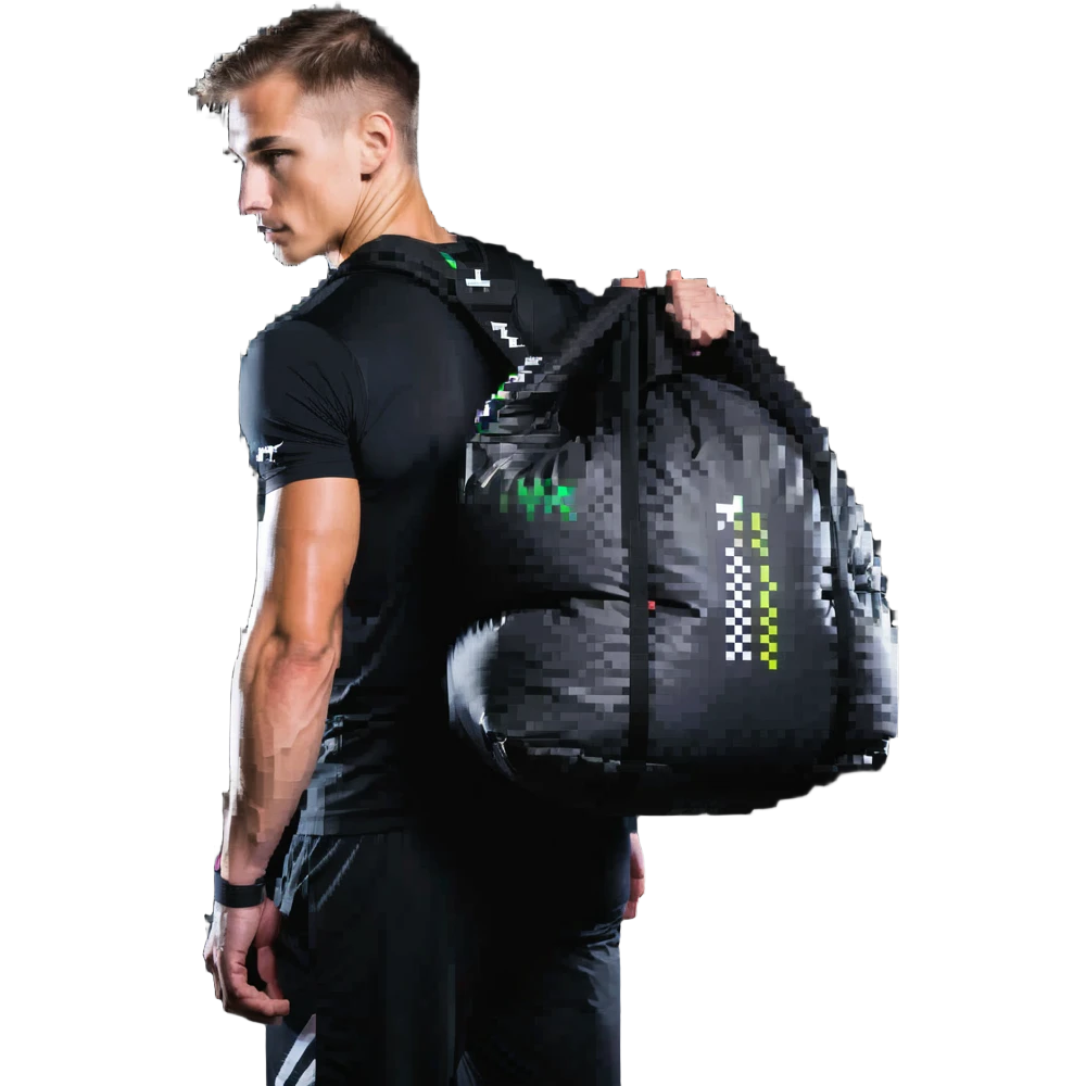 athlete carrying a Hyrox sandbag on shoulder emoji