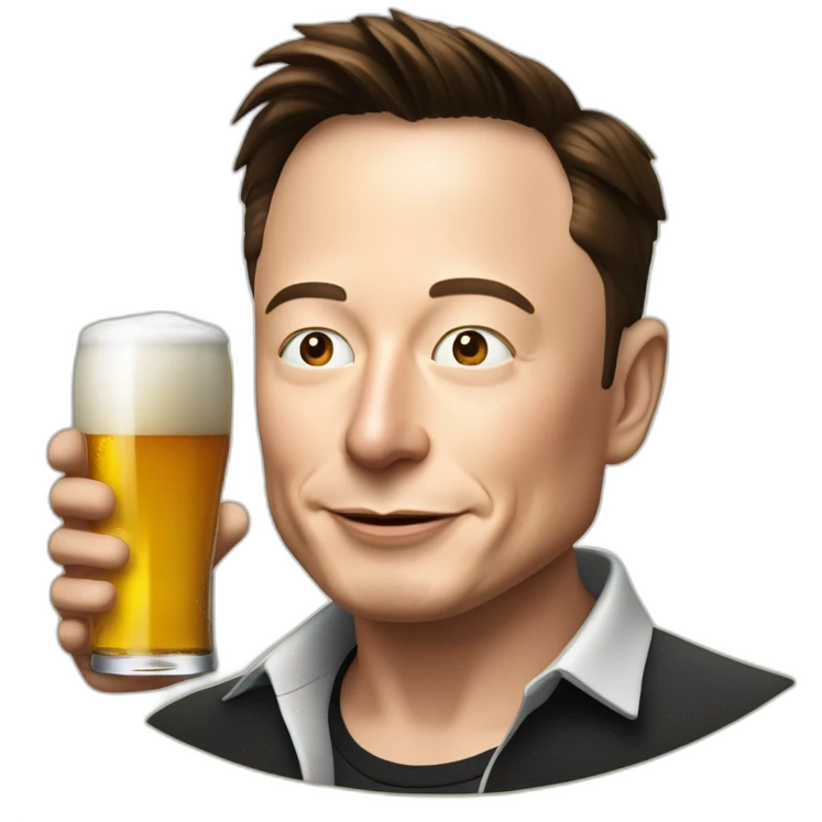 Elon musk qui boit une bière emoji