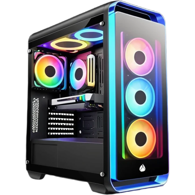 a black gaming pc with rgb lights  emoji