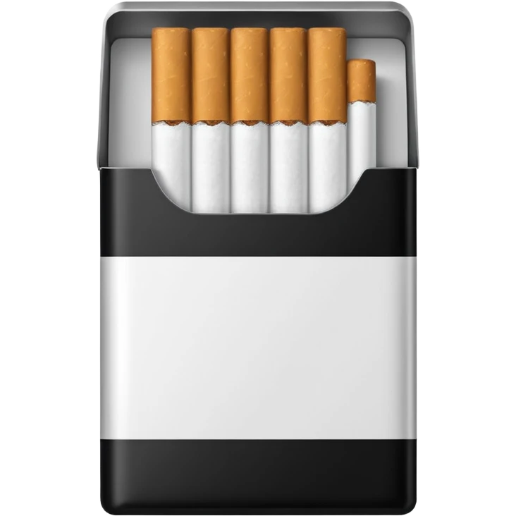 Minimalistic cigarette pack emoji, metallic black and white emoji