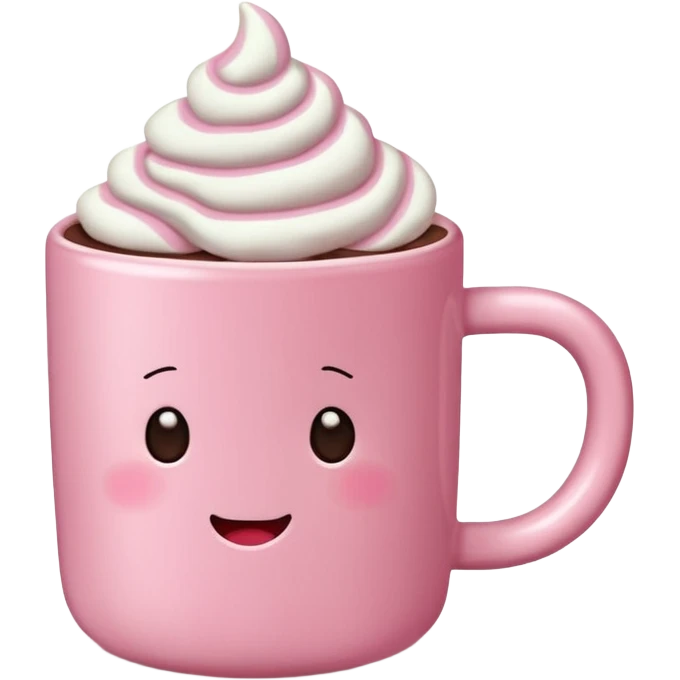Pinke Tasse heiße Schokolade mit mini marshmallow , ohne Gesicht emoji