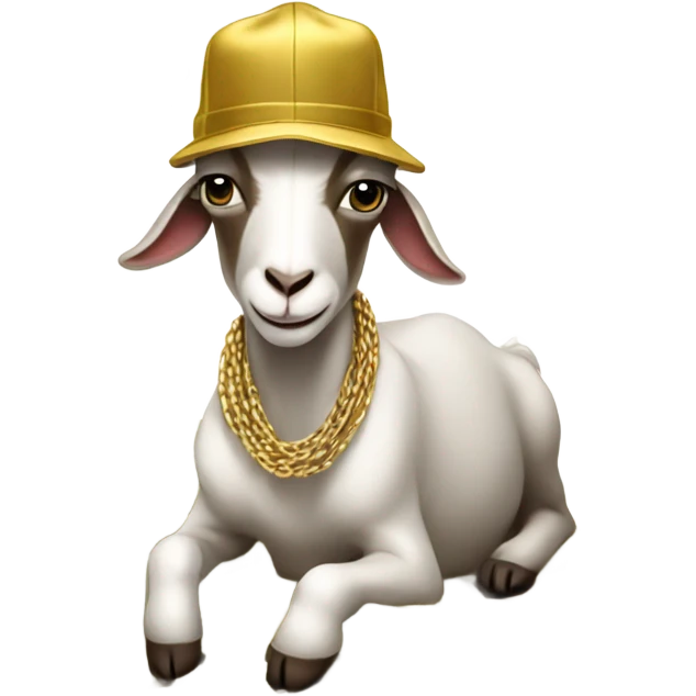 A Goat with gold chains and money and a cap  emoji
