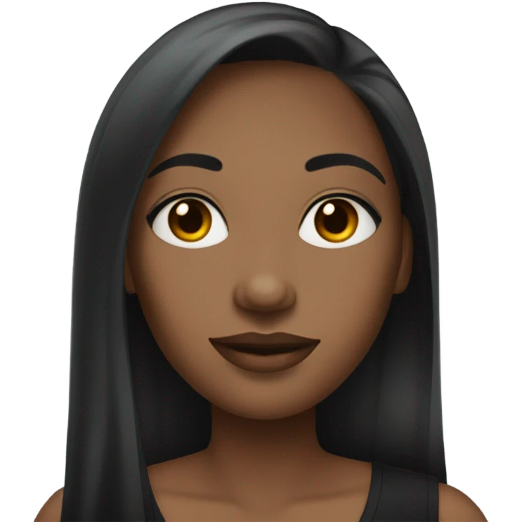 black woman with black long hair and a nice top emoji