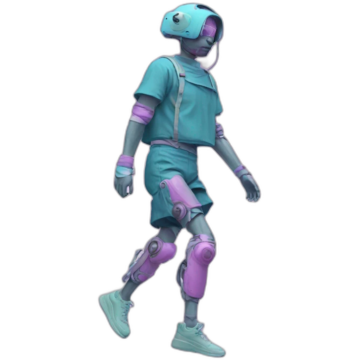 Vaporwave person with prosthetic leg  emoji