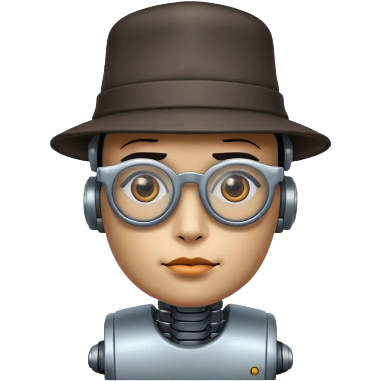 tattoed robot with hat and glasses emoji