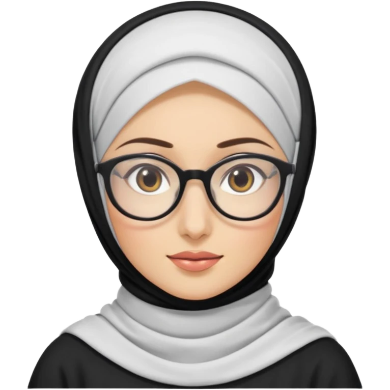 hijabi with fair skin and big glasses she has light eyes emoji