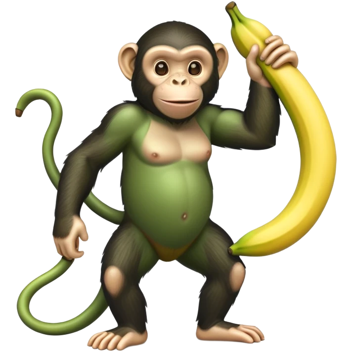 green chimpanzee with a banana body emoji