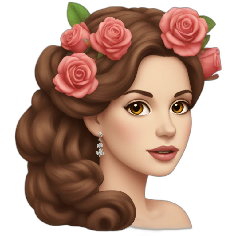 Lana del Rey with roses on hair emoji