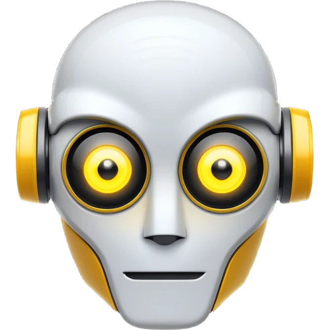 Prompt 13: "…how AI will change the job market."
Graphic: 🤖 Robot head icon (white) glowing yellow eyes.
Animation: Robot pulses with glow.
Background: Transparent.
 emoji