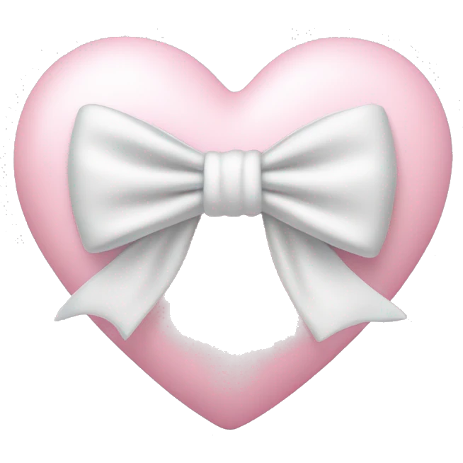 Pastel pink heart with white bow emoji