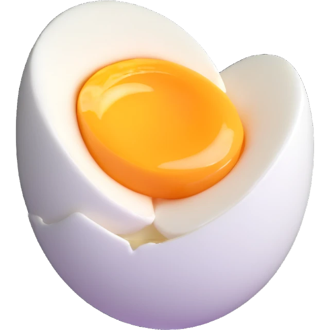 halved soft-boiled egg, clean, minimal, cute, well-lit, soft shadow, white background emoji