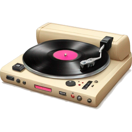 Vintage beige vinyl player cute emoji