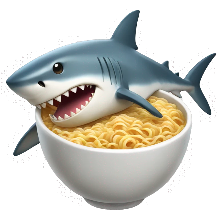 Shark with ramen emoji