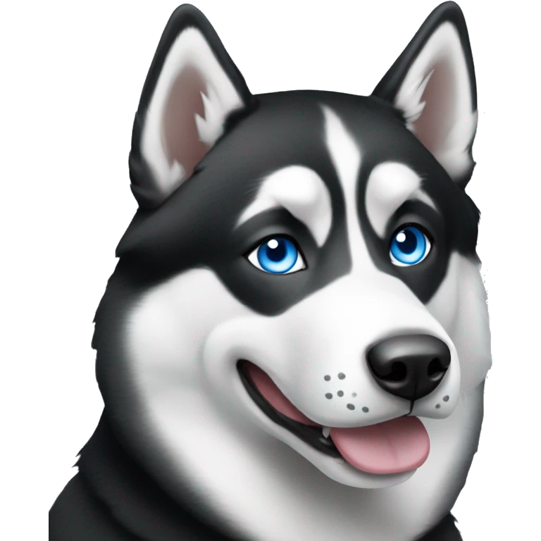 Black and White Husky with one blue eye emoji