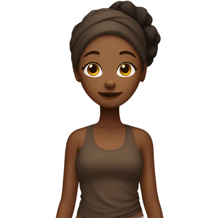 Black girl in brown yogo set  emoji